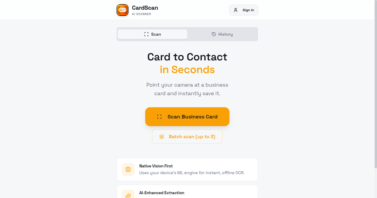 CardScan — AI Business Card Scanner